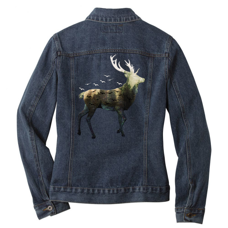 Forest Deer Ladies Denim Jacket by Gurkan | Artistshot