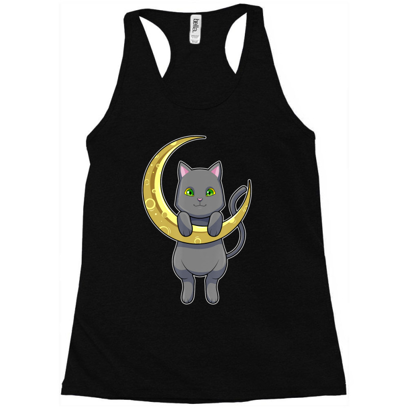 Cat Night Moon Racerback Tank by namnguyen | Artistshot