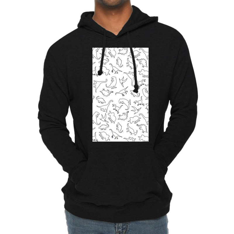 Dinosaur Pattern Outline Lightweight Hoodie by Slackftg | Artistshot