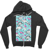 Dinosaurs And Roses Zipper Hoodie | Artistshot