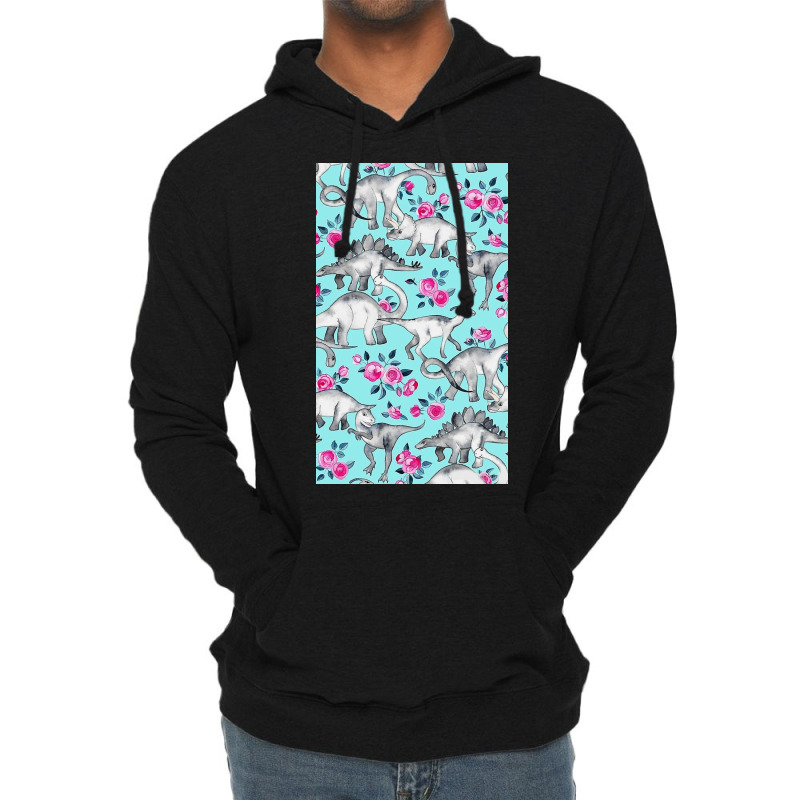 Dinosaurs And Roses Lightweight Hoodie by Slackftg | Artistshot