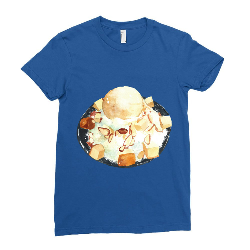 Korean Shaved Ice Bingsu ,korean Almond Vanilla Bingsu Ice Cream Ladies Fitted T-Shirt by dafarary | Artistshot