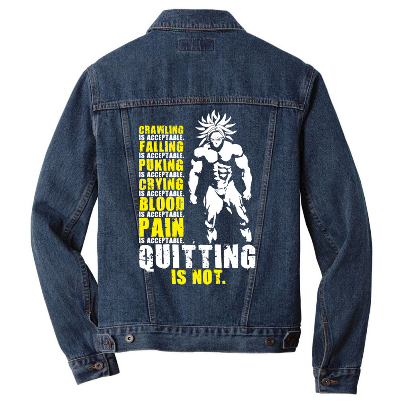 Quitting Is Not Acceptable   Anime Gym Motivational 3 Men Denim Jacket | Artistshot