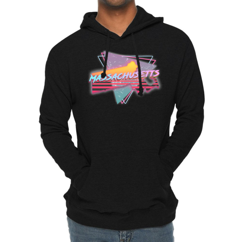 Massachusetts State Outrun Graphic Lightweight Hoodie by ojanenpjantam | Artistshot