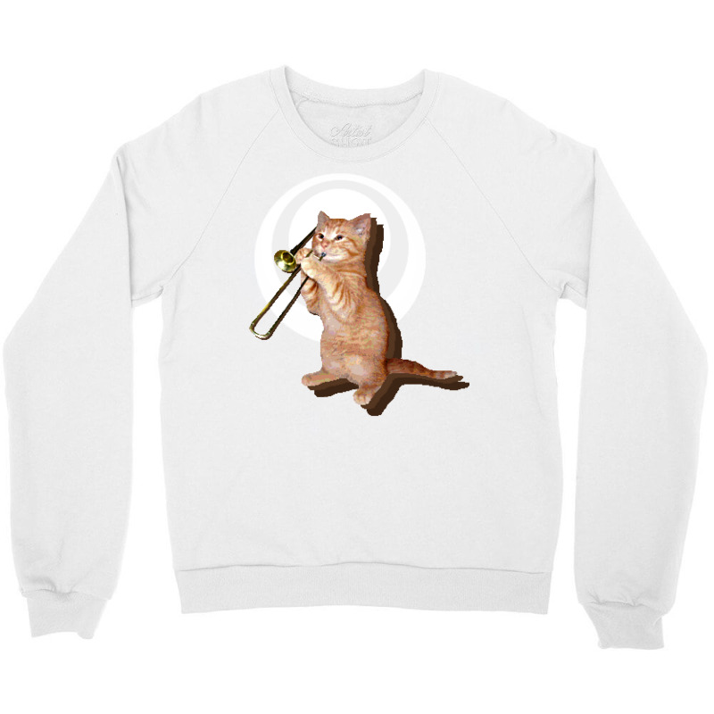 Trombone Cat Crewneck Sweatshirt by ouadiecaitoq | Artistshot