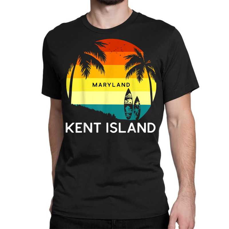 Retro Kent Island Beach Vintage Surf Palm 70s Venice T Shirt Classic T-shirt by alph0r9bang | Artistshot