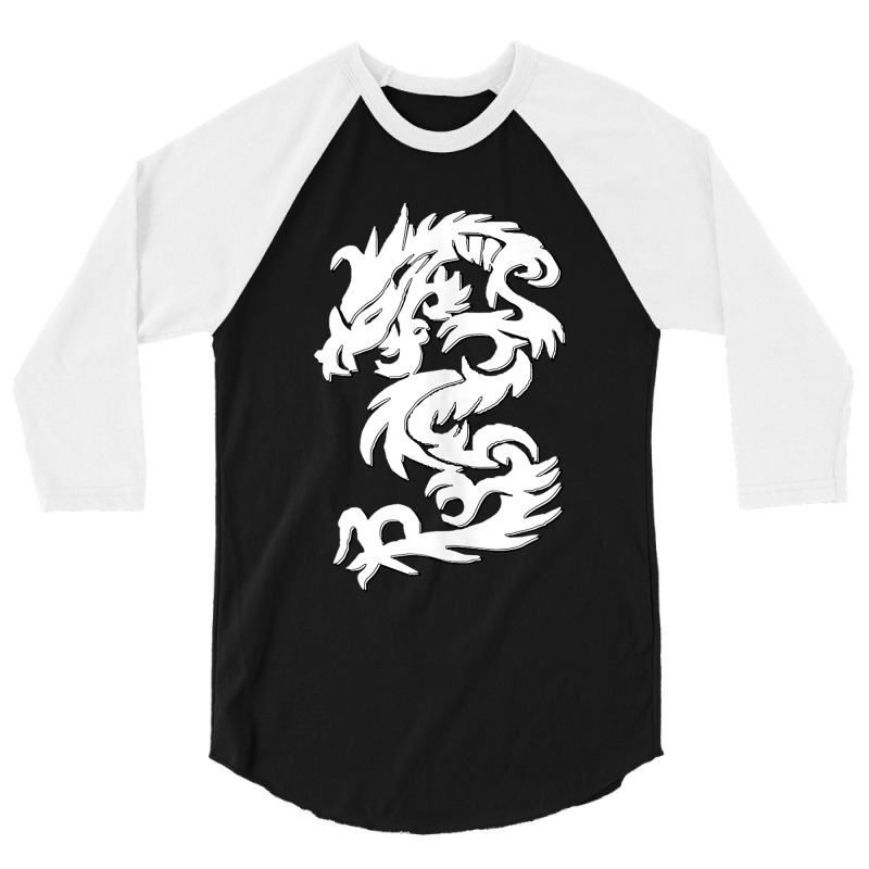 White Firedrake Chinese Dragon Kung Fun Tai Chi Dragon 3/4 Sleeve Shirt by MELISSABISHOP | Artistshot