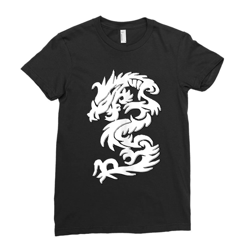 White Firedrake Chinese Dragon Kung Fun Tai Chi Dragon Ladies Fitted T-Shirt by MELISSABISHOP | Artistshot