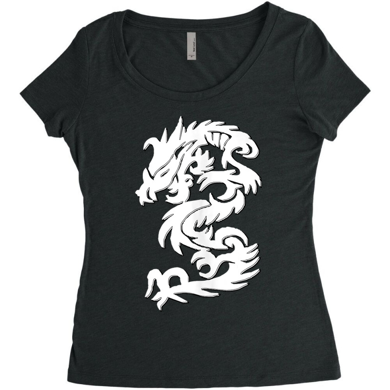 White Firedrake Chinese Dragon Kung Fun Tai Chi Dragon Women's Triblend Scoop T-shirt by MELISSABISHOP | Artistshot