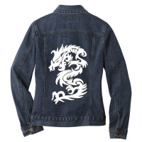 White Firedrake Chinese Dragon Kung Fun Tai Chi Dragon Ladies Denim Jacket | Artistshot