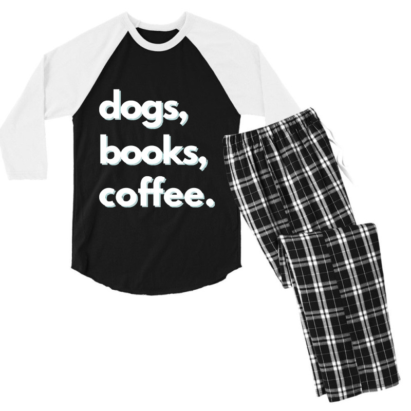 Dogs  Dogs, Books, Coffee Design Men's 3/4 Sleeve Pajama Set | Artistshot