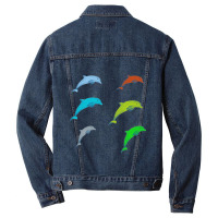 Dolphin Illustration Men Denim Jacket | Artistshot