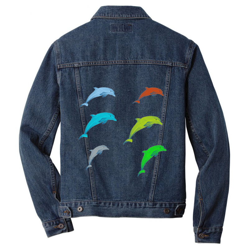 Dolphin Illustration Men Denim Jacket | Artistshot