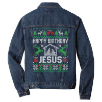 Christmas Outfit Happy Birthday Jesus Holiday Ugly Sweater Men Denim Jacket | Artistshot