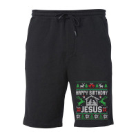 Christmas Outfit Happy Birthday Jesus Holiday Ugly Sweater Fleece Short | Artistshot