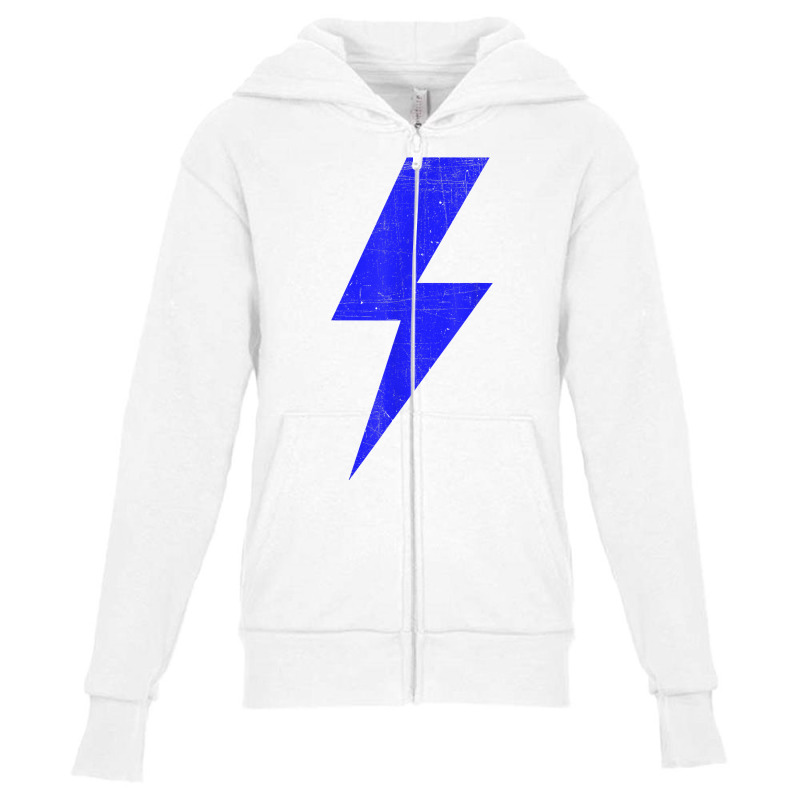 Retro Distressed Lightning Blue Bolt T Shirt Youth Zipper Hoodie by angellacz6cstu | Artistshot