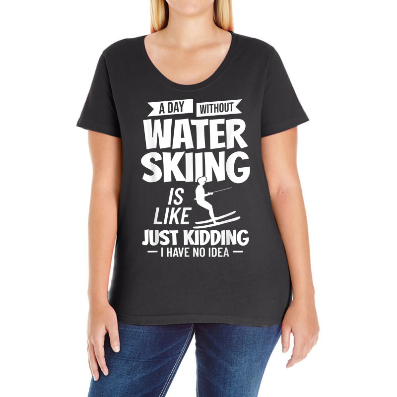 Water Skiing Boat Beginner Board Skier Waterski Trainer T Shirt Ladies Curvy T-Shirt by benoirme | Artistshot