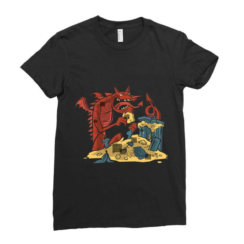 Scary Halloween Dragon Ladies Fitted T-Shirt by XAVIERESPREE | Artistshot