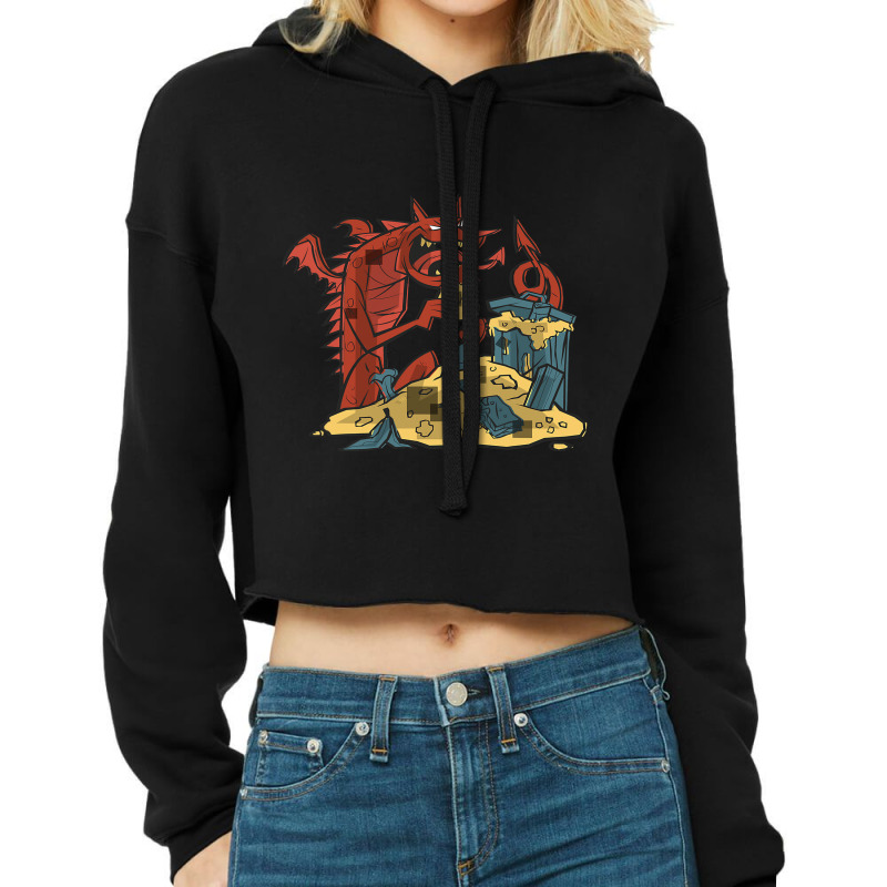 Scary Halloween Dragon Cropped Hoodie by XAVIERESPREE | Artistshot