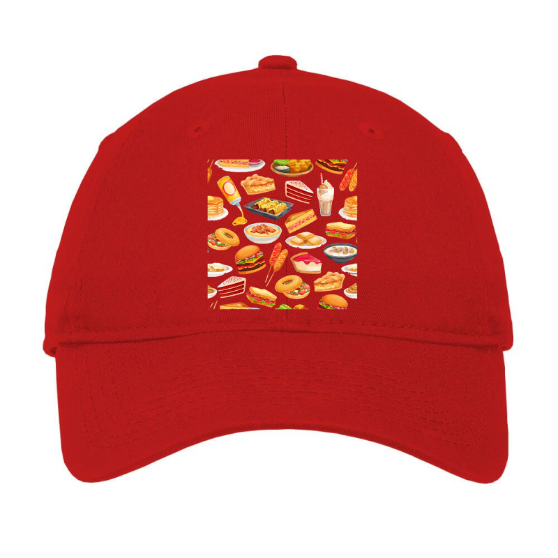 Many Types Of Food ,assorted Food Pattern Adjustable Cap by dafarary | Artistshot