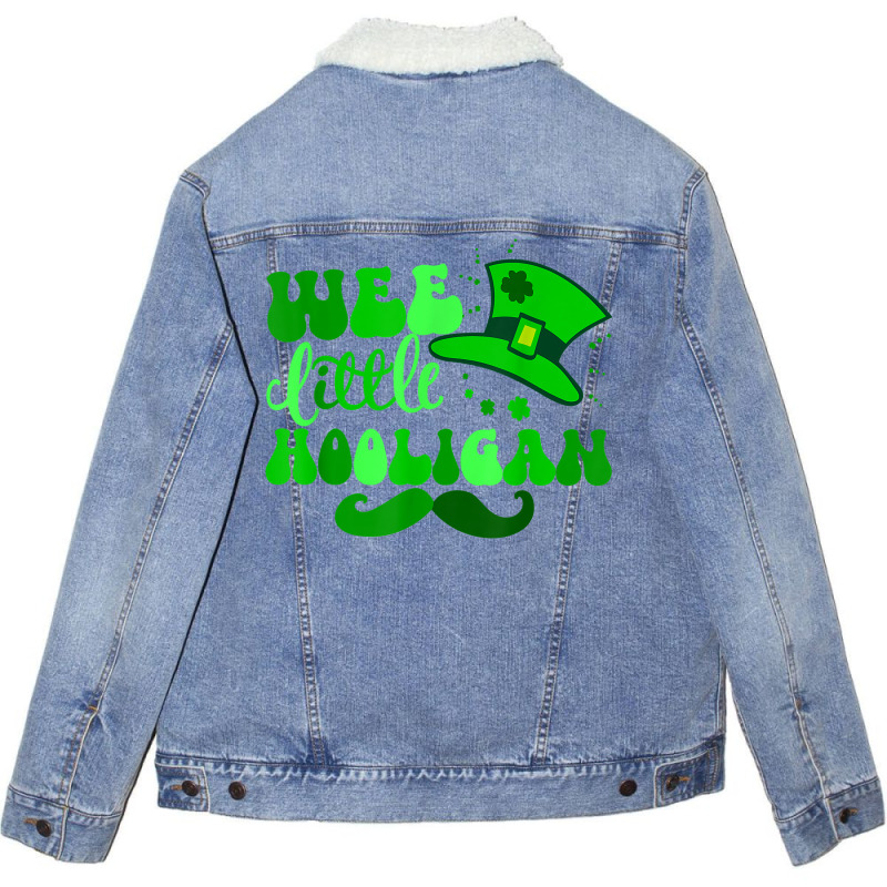 Wee Little Hooligan St Patricks Day Retro Shamrock T Shirt Unisex Sherpa-lined Denim Jacket | Artistshot