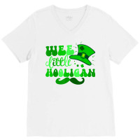 Wee Little Hooligan St Patricks Day Retro Shamrock T Shirt V-neck Tee | Artistshot