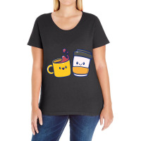 Trending Cute Coffee Cartoon Ladies Curvy T-shirt | Artistshot