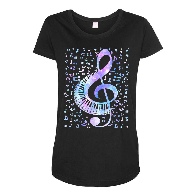 Treble Clef Keyboard Tie Dye Retro Music Notes Pianist Piano T Shirt Maternity Scoop Neck T-shirt by annalfreddr3 | Artistshot