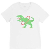 Womens Trex Dinosaur Hula Hooper Hula Hoop V Neck T Shirt V-neck Tee | Artistshot