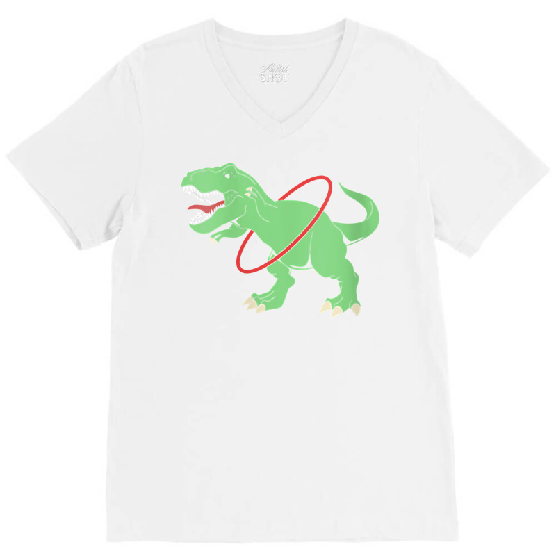 Womens Trex Dinosaur Hula Hooper Hula Hoop V Neck T Shirt V-neck Tee | Artistshot