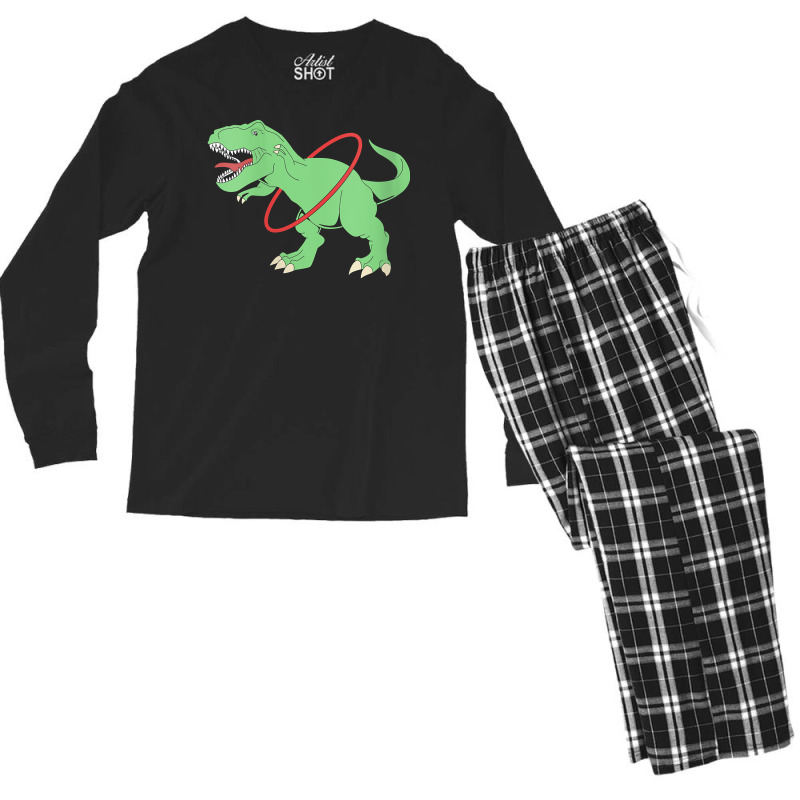 Womens Trex Dinosaur Hula Hooper Hula Hoop V Neck T Shirt Men's Long Sleeve Pajama Set | Artistshot