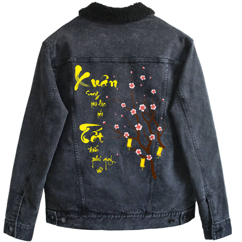 Womens Vietnamese New Year Decorations 2023  Xuan Tet 2023 V Neck T Sh Unisex Sherpa-lined Denim Jacket | Artistshot