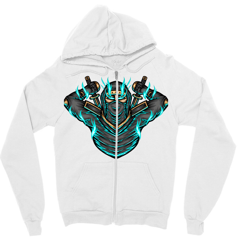 Ninja Shadow Illustration Zipper Hoodie | Artistshot