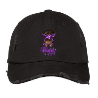 Afro Messy Bun Cancer Pray Believe Fight Purple Vintage Cap | Artistshot