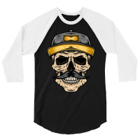 Old Skull Gangsta Illustration 3/4 Sleeve Shirt | Artistshot