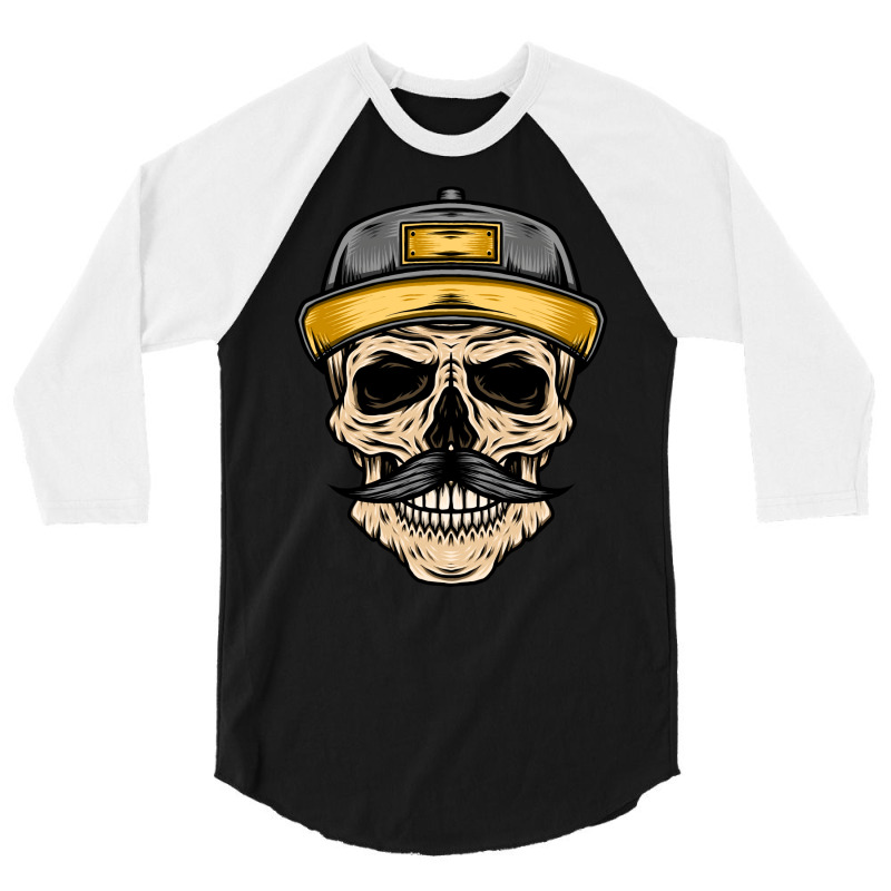 Old Skull Gangsta Illustration 3/4 Sleeve Shirt | Artistshot