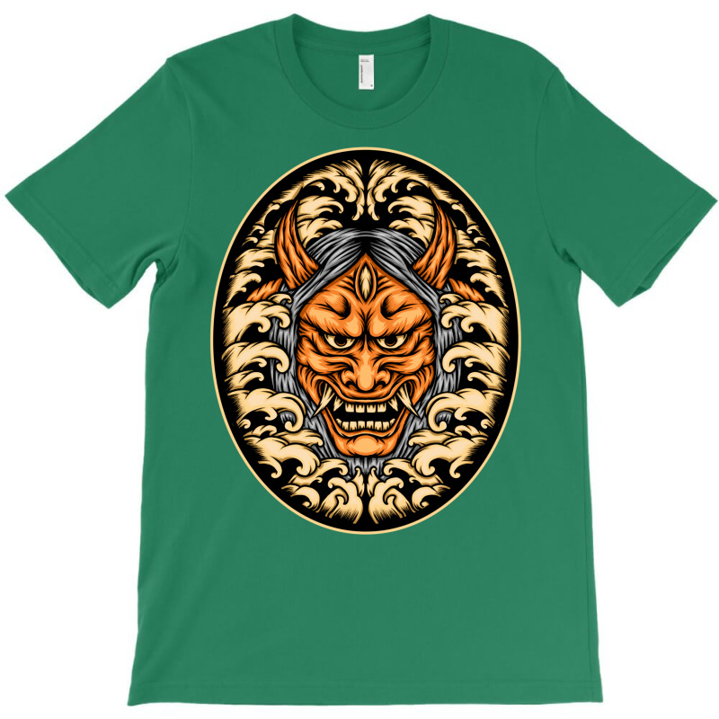 Orange Oni Mask Illustration T-shirt | Artistshot