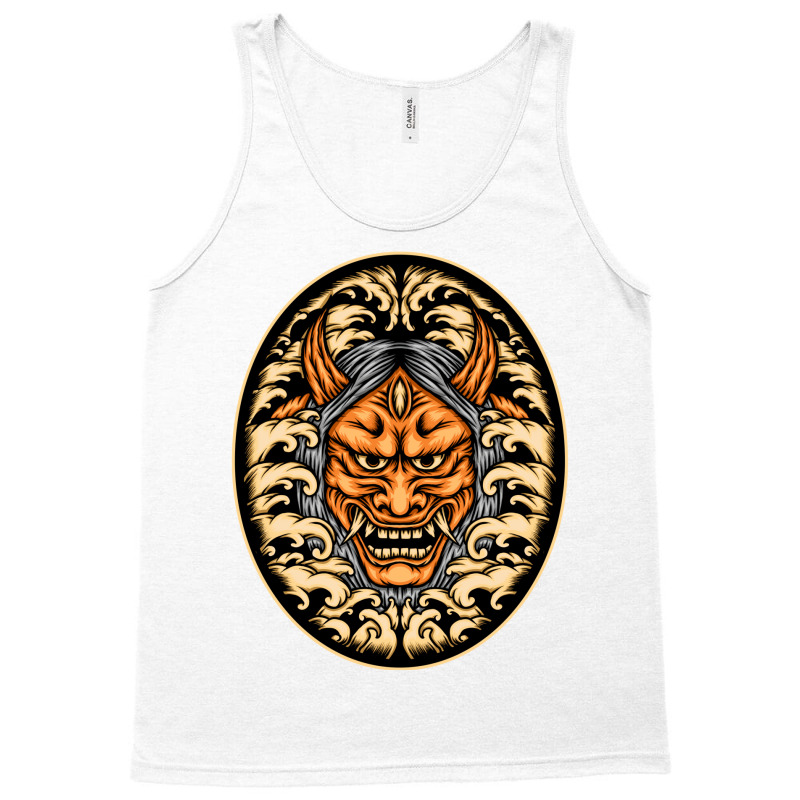 Orange Oni Mask Illustration Tank Top | Artistshot