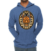 Orange Oni Mask Illustration Lightweight Hoodie | Artistshot