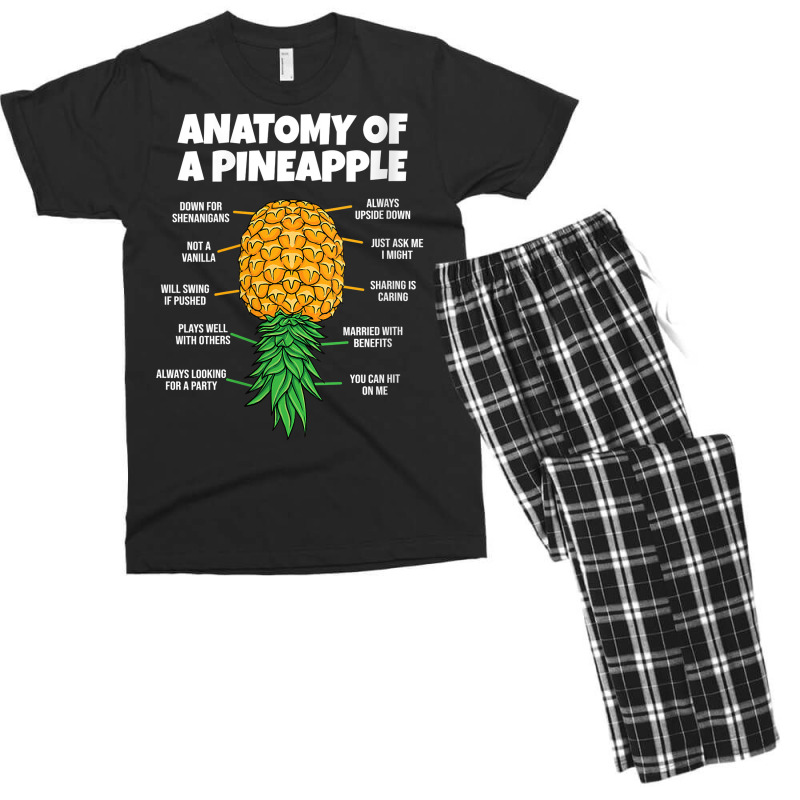 Womens Anatomy Of A Pineapple Swinger Funny Upside Down Pineapple V Ne Men's T-shirt Pajama Set | Artistshot