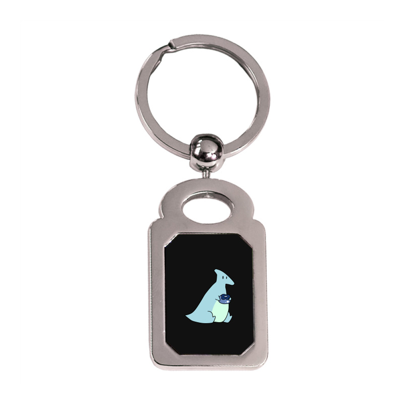 Blueberry Hadrosaurus Silver Rectangle Keychain | Artistshot