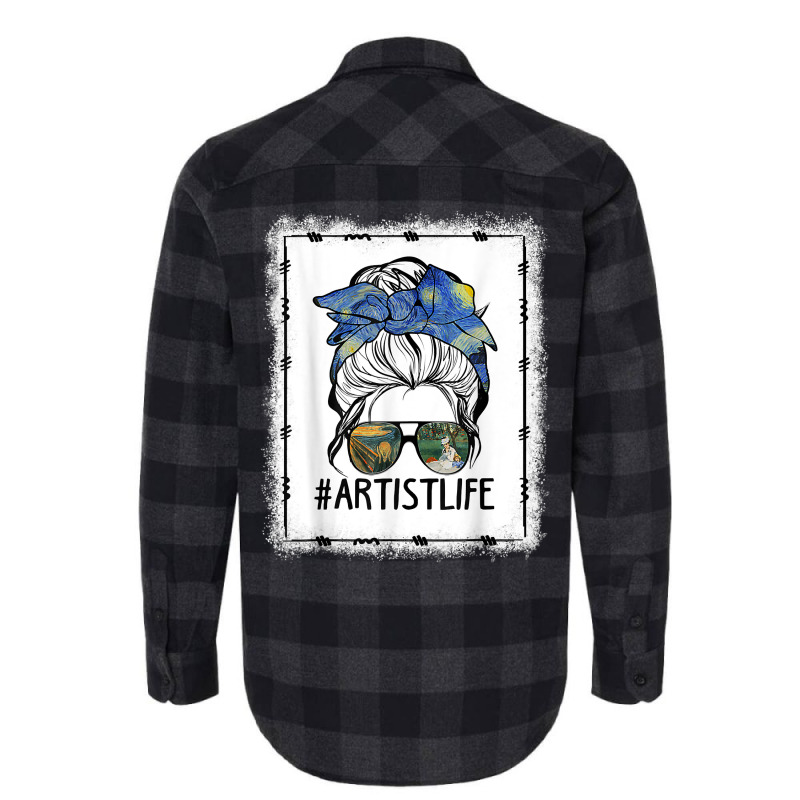 Womens Dy Painting Palette Artist Life Messy Bun Ar Bleached T Shirt Flannel Shirt | Artistshot