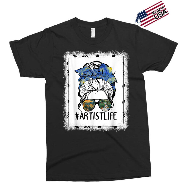 Womens Dy Painting Palette Artist Life Messy Bun Ar Bleached T Shirt Exclusive T-shirt | Artistshot