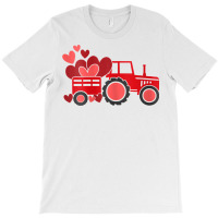 Womens Happy Valentines Day Heart In Tractor Funny Toddler Womens T Sh T-shirt | Artistshot