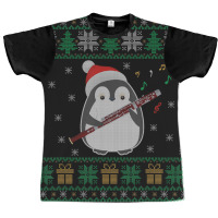 Flute Ugly Christmas Sweater Penguin Xmas Family Matching Graphic T-shirt | Artistshot