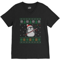 Flute Ugly Christmas Sweater Penguin Xmas Family Matching V-neck Tee | Artistshot