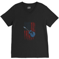 Guitar American Flag V-neck Tee | Artistshot