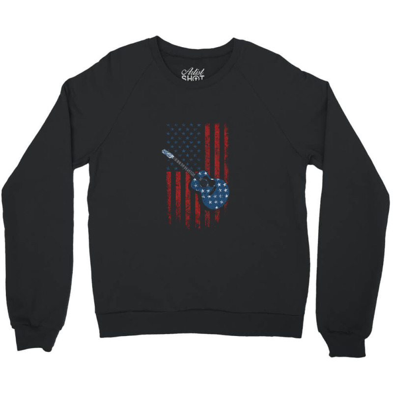 Guitar American Flag Crewneck Sweatshirt | Artistshot