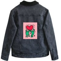 Heart Red And Two People Unisex Sherpa-lined Denim Jacket | Artistshot