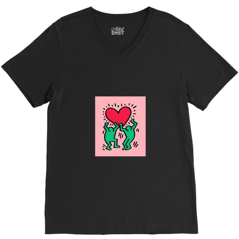 Heart Red And Two People V-neck Tee | Artistshot